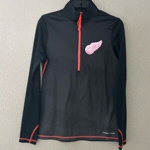 NHL Detroit Michigan Red Wings Majestic 1/3 Zip Pullover Womens Small Hockey